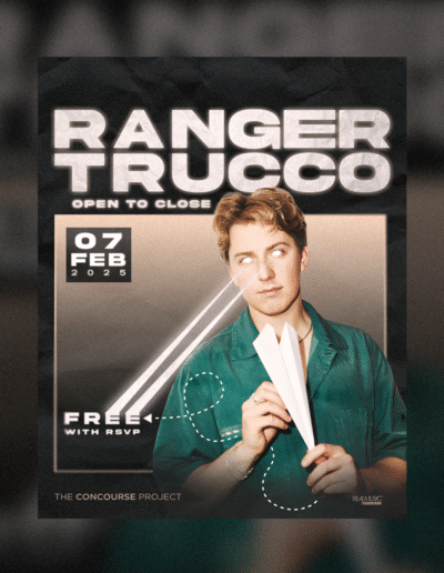 Ranger Trucco flyer designed for The Concourse Project & RealMusic Events.