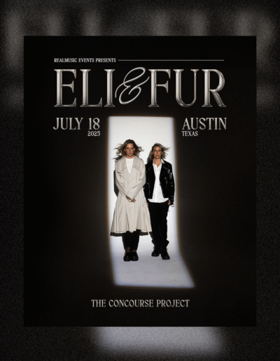 Eli & Fur flyer designed for The Concourse Project & RealMusic Events.